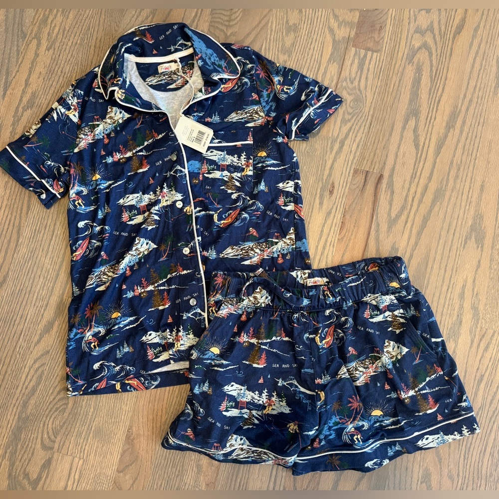 Faherty Sea to Ski Cloud Pajama Short Set Size S NWOT